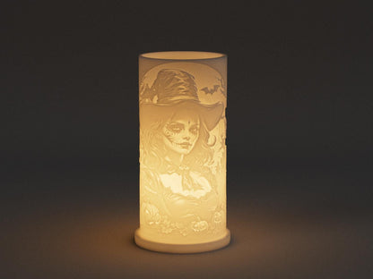 3D Printed Enchanting Witch LED Light – Halloween Décor