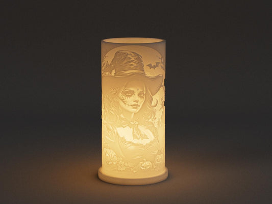 3D Printed Enchanting Witch LED Light – Halloween Décor