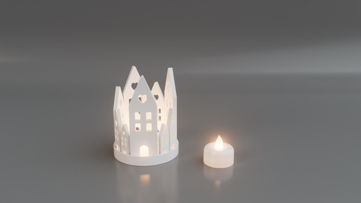 3D Printed Village Tealight Holder – Christmas Décor UK