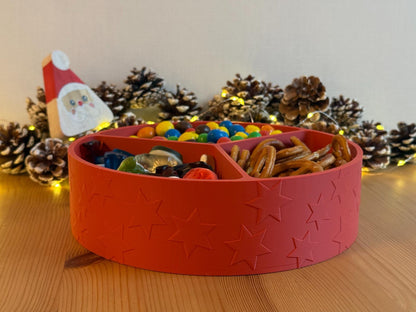 3D Printed Round 3-Section Bowl with Stars