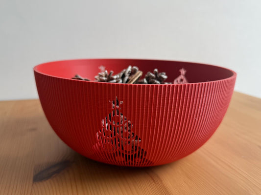 3D Printed Round Christmas Bowl with Tree Design