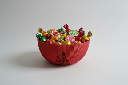 3D Printed Round Christmas Bowl with Tree Design