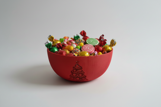 3D Printed Round Christmas Bowl with Tree Design