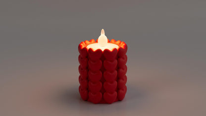 3D Printed Tealight Candle Holder with Little Hearts – Valentine Décor