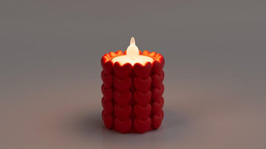 3D Printed Tealight Candle Holder with Little Hearts – Valentine Décor