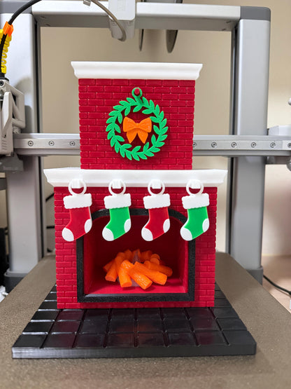 3D Printed Christmas Fireplace Tealight Holder – Festive Décor