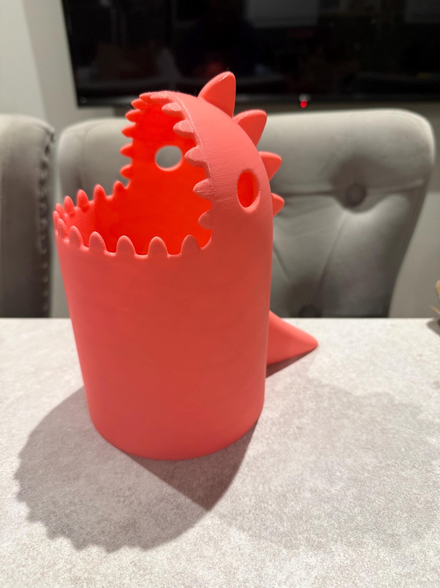 3D Printed Dinosaur Desk Bin | Fun Dino Rubbish Bin | Cute Office & Kids Room Decor | Unique Gift | Custom Colours | T-Rex Waste Basket