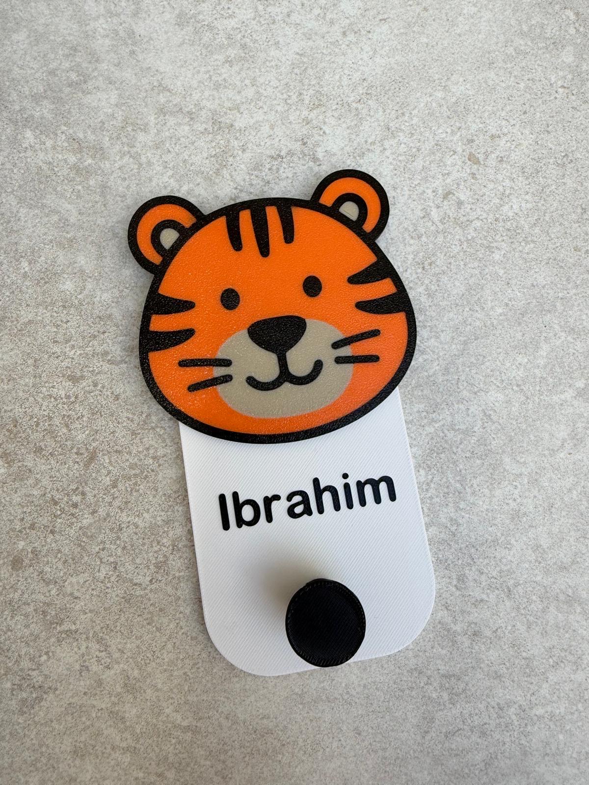 Personalised Tiger & Zebra Wall Hooks – Custom Kids Name Hooks for Coats, Bags and More!