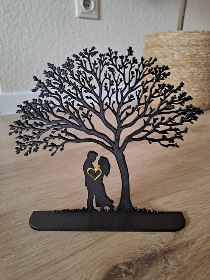 Romantic Couple Under Tree Silhouette