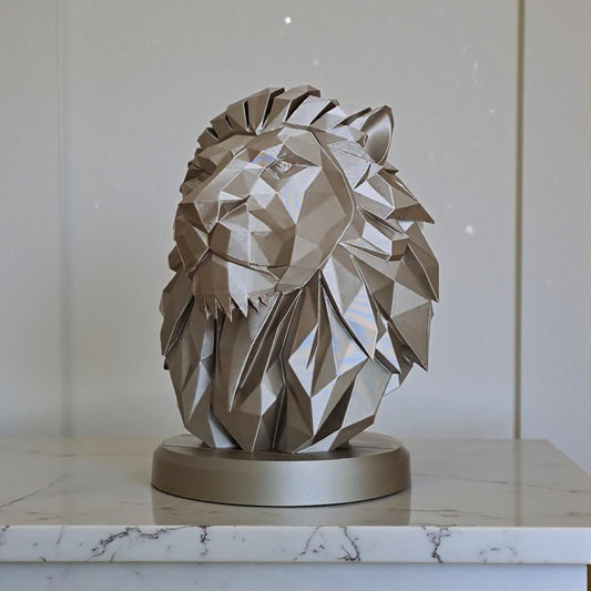 Geometric Lion Bust Sculpture