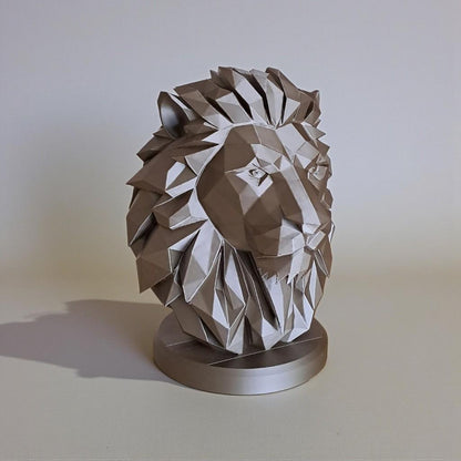 Geometric Lion Bust Sculpture