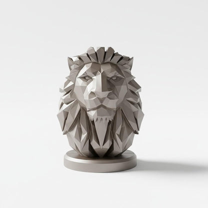 Geometric Lion Bust Sculpture