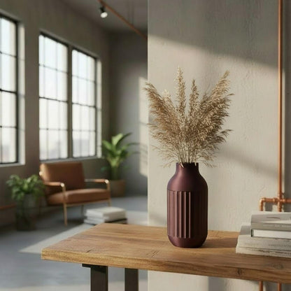 Modern Ribbed Vase - Tall neck