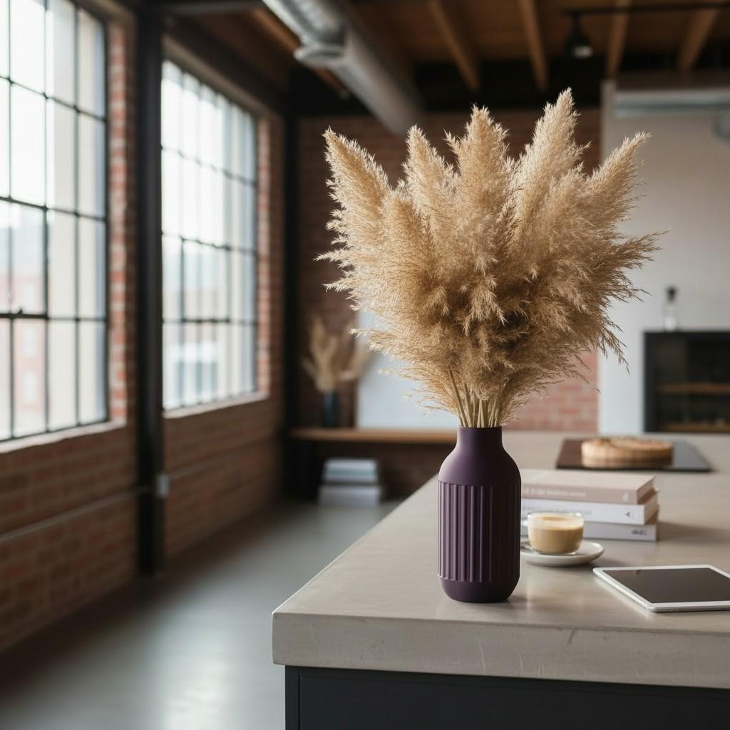 Modern Ribbed Vase - Tall neck
