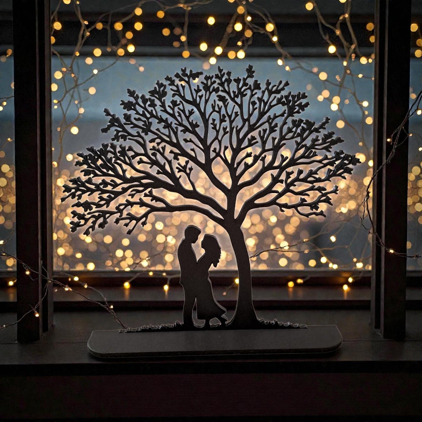 Romantic Couple Under Tree Silhouette