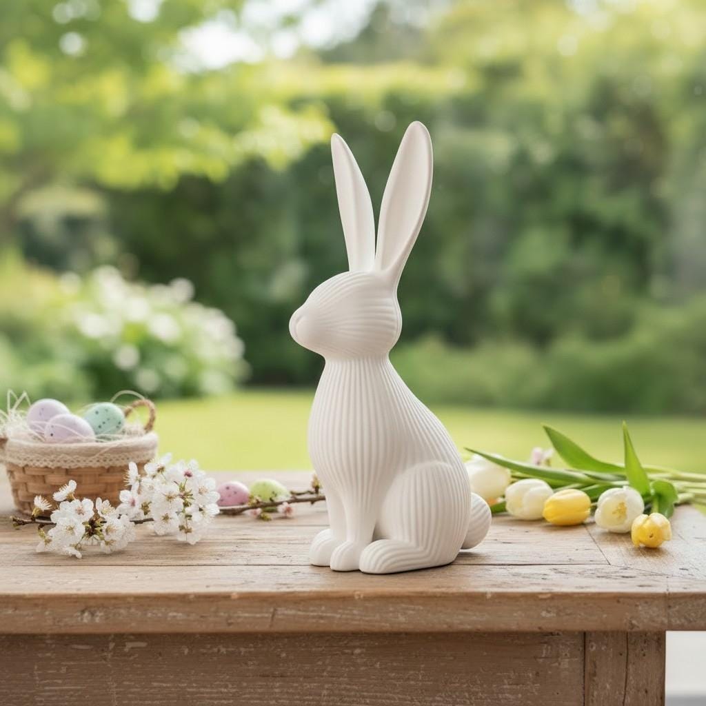 Ribbed Bunny Sculpture