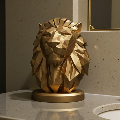 Geometric Lion Bust Sculpture