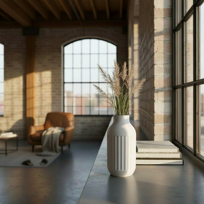 Modern Ribbed Vase - Tall neck