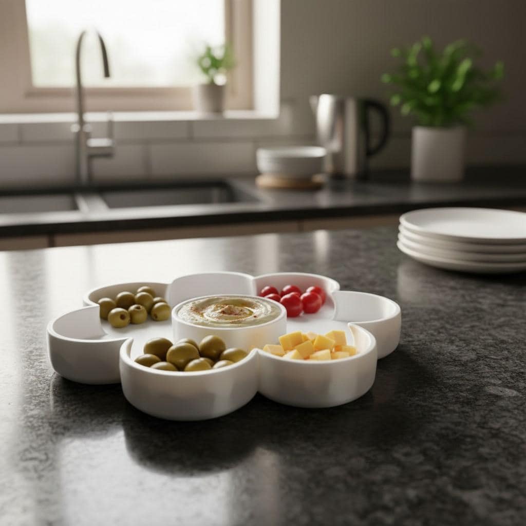 3D Printed Flower Snack Tray with Dip Bowl
