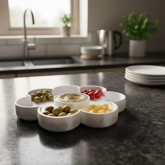 3D Printed Flower Snack Tray with Dip Bowl