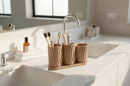3D Printed Minimalist Toothbrush Holder Set with Tray