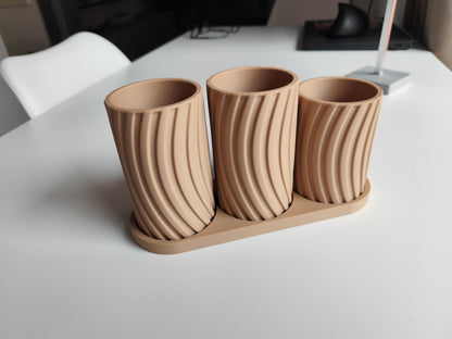 3D Printed Minimalist Toothbrush Holder Set with Tray