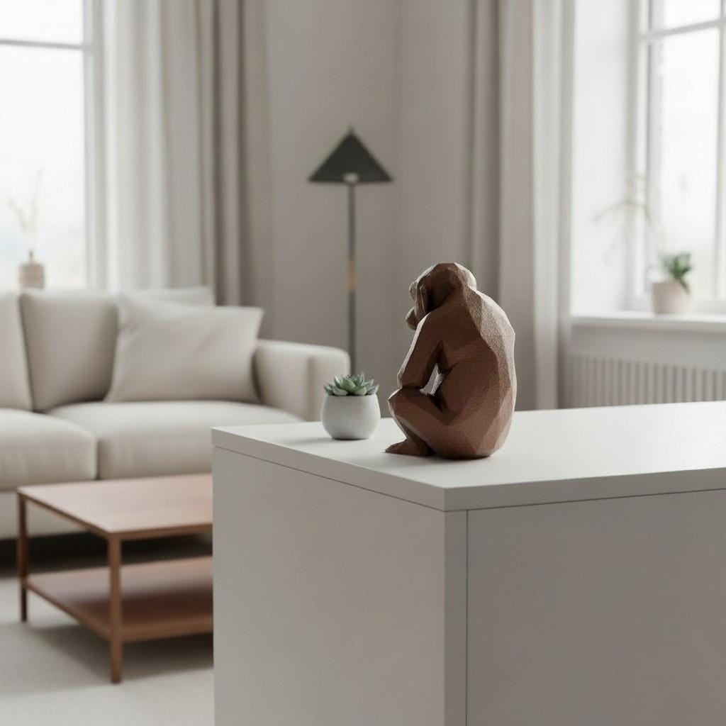 3D Printed Geometric Monkey Sculpture