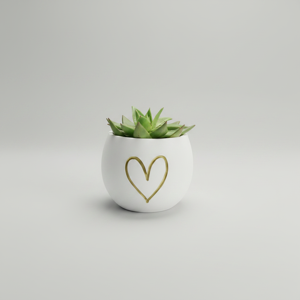 3D Printed Minimalist Heart Plant Pot