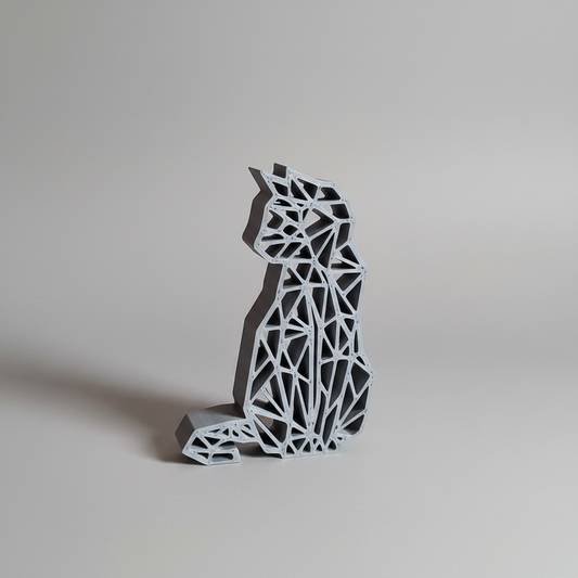 3D Printed Geometric Cat Decor