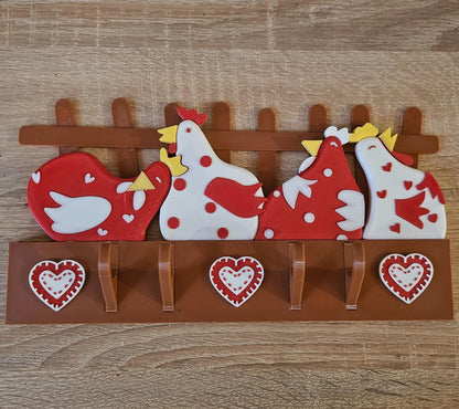 3D Printed Chicken Wall Hook Rack