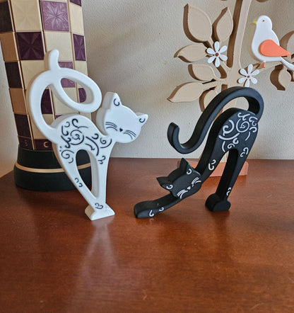 3D Printed Set of 2 Cat Figurines