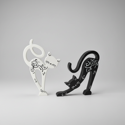 3D Printed Set of 2 Cat Figurines