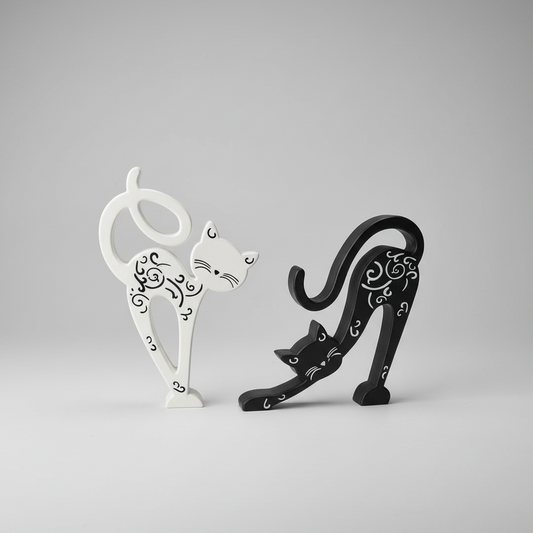 3D Printed Set of 2 Cat Figurines