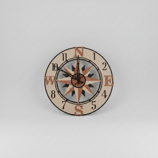 3D Printed Compass Rose Wall Clock
