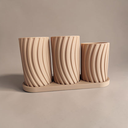 3D Printed Minimalist Toothbrush Holder Set with Tray