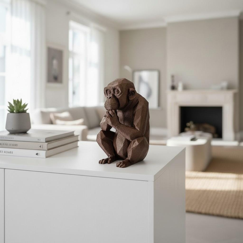 3D Printed Geometric Monkey Sculpture