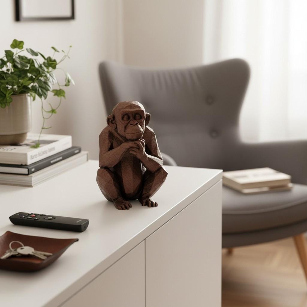 3D Printed Geometric Monkey Sculpture