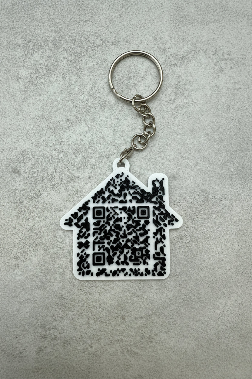 Personalised 3D Printed QR Code Keyring – Website Link
