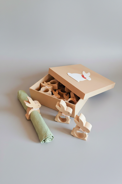 3D Printed Set of 6 Bunny Napkin Rings