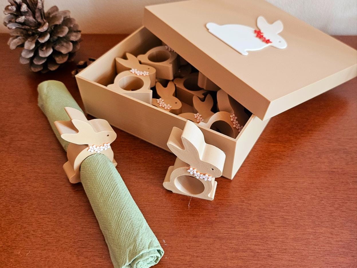 3D Printed Set of 6 Bunny Napkin Rings