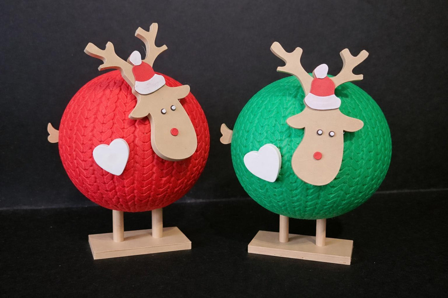 3D Printed Christmas Reindeer Ornament Set