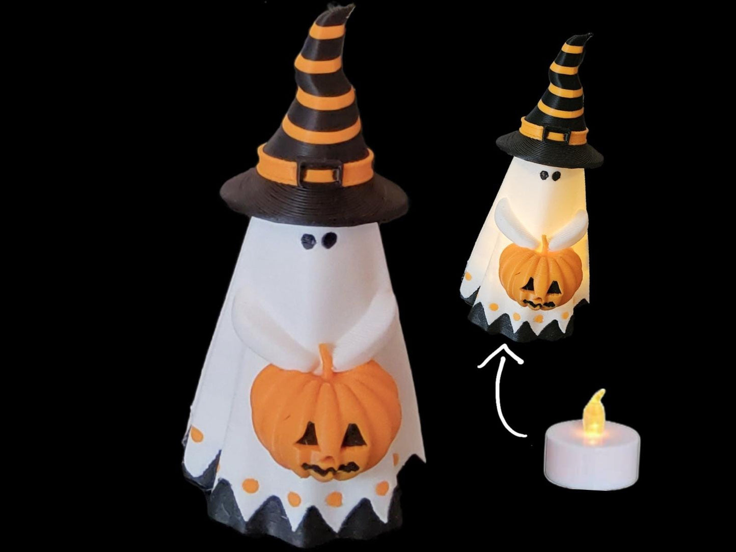 3D Printed Halloween Ghost Pumpkin Tealight