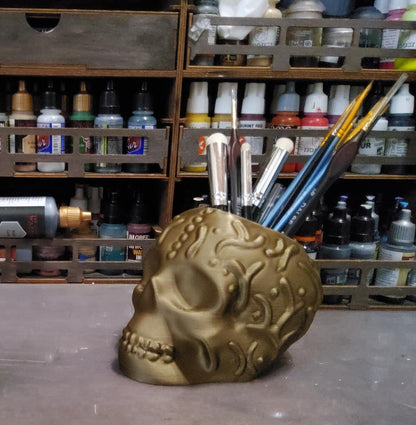 3D Printed Skull Desk Pen Organiser