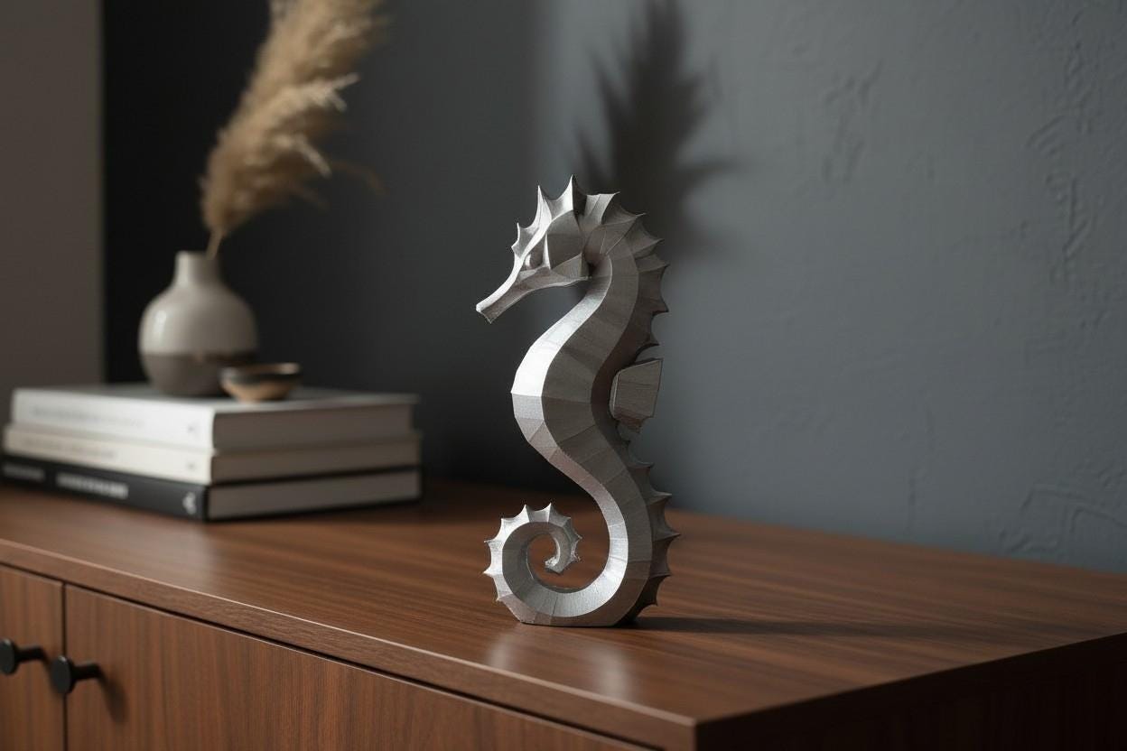 3D Printed Seahorse Sculpture – Coastal Home Décor UK