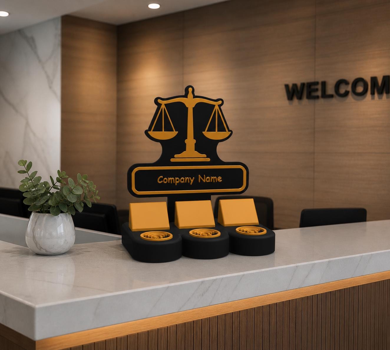 3D Printed Custom NFC Business Sign for Law Offices – Smart Desk Display