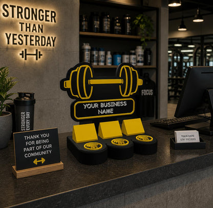 3D Printed Custom NFC Gym Business Sign – Smart Desk Display UK