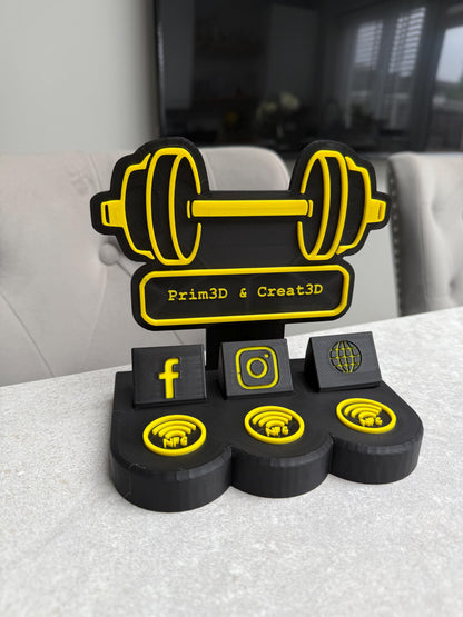 3D Printed Custom NFC Gym Business Sign – Smart Desk Display UK