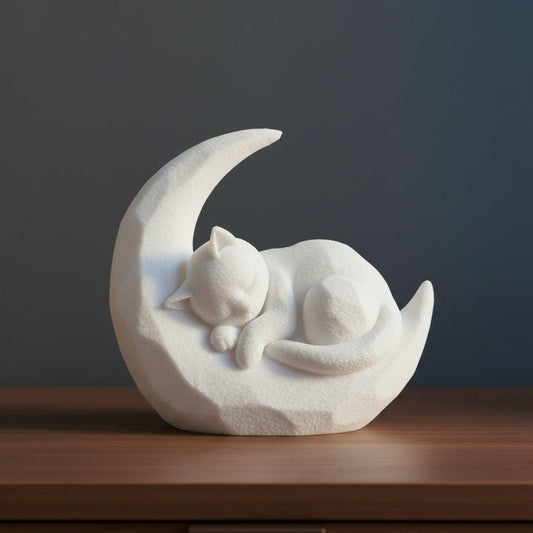 Sleeping Cat on Moon Ornament