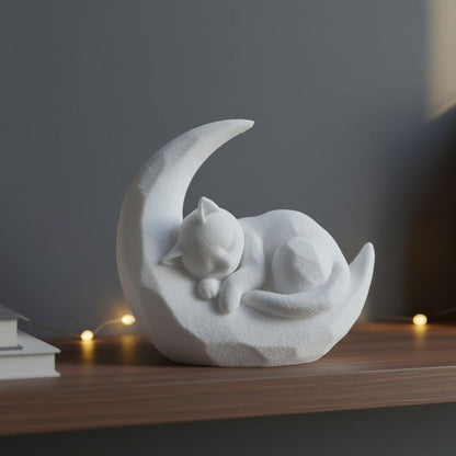 Sleeping Cat on Moon Ornament