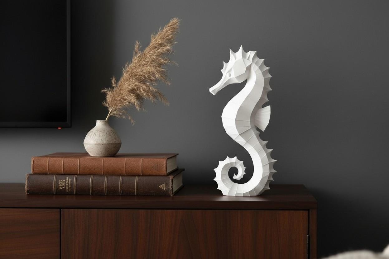 3D Printed Seahorse Sculpture – Coastal Home Décor UK
